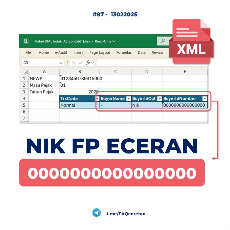 87. Bagaimana cara pengisian identitas pembeli pada XML faktur pajak pedagang eceran (digunggung) untuk XML Induk IA5 padahal pembeli konsumen akhir tidak diketahui identitasnya?#XML #Digunggung